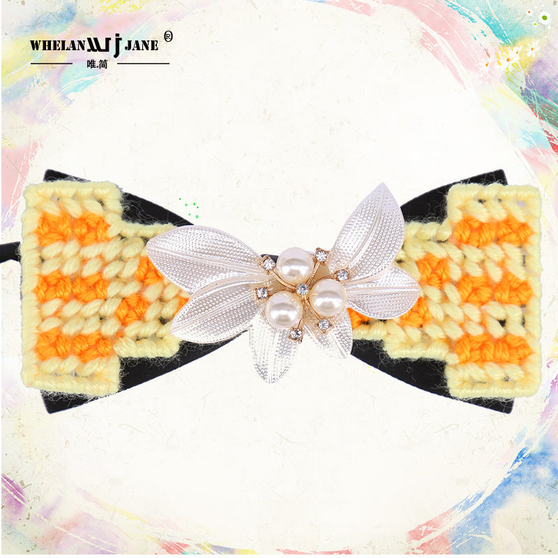 Men's and Women's Bow Ties, Wool Thread, Crochet Flowers, Crystal Pearls, Children's Authentic Bow Ties, Men's Weddings, Wedding Grooms