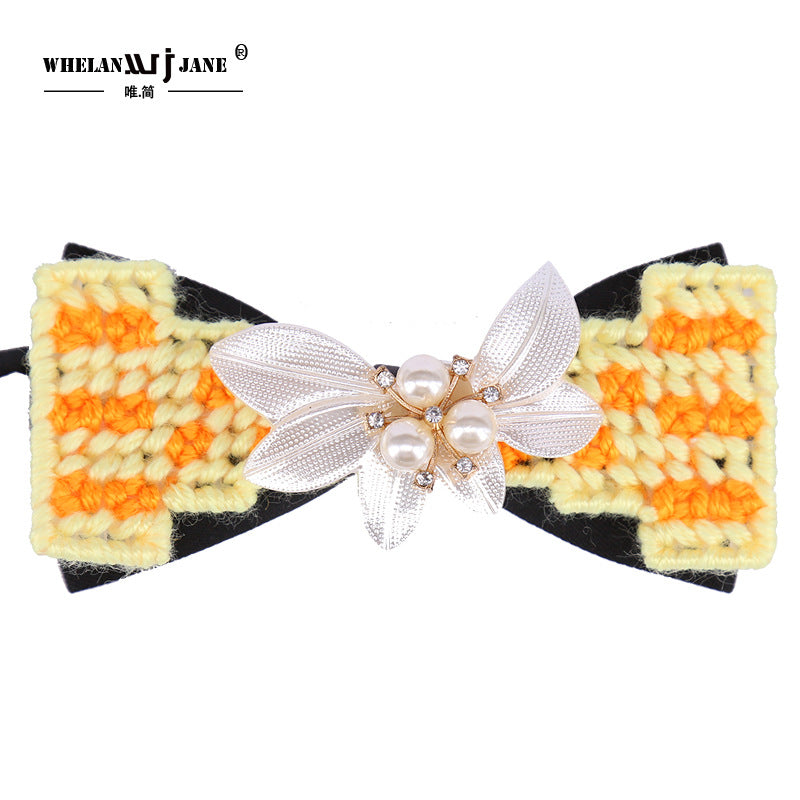 Men's and Women's Bow Ties, Wool Thread, Crochet Flowers, Crystal Pearls, Children's Authentic Bow Ties, Men's Weddings, Wedding Grooms