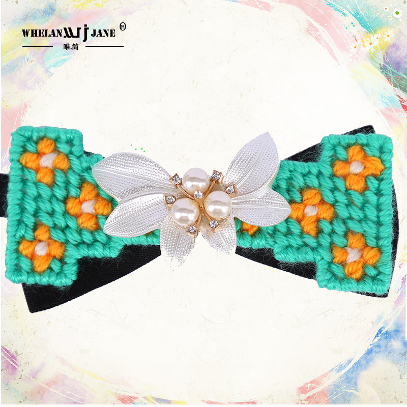 Men's and Women's Bow Ties, Wool Thread, Crochet Flowers, Crystal Pearls, Children's Authentic Bow Ties, Men's Weddings, Wedding Grooms
