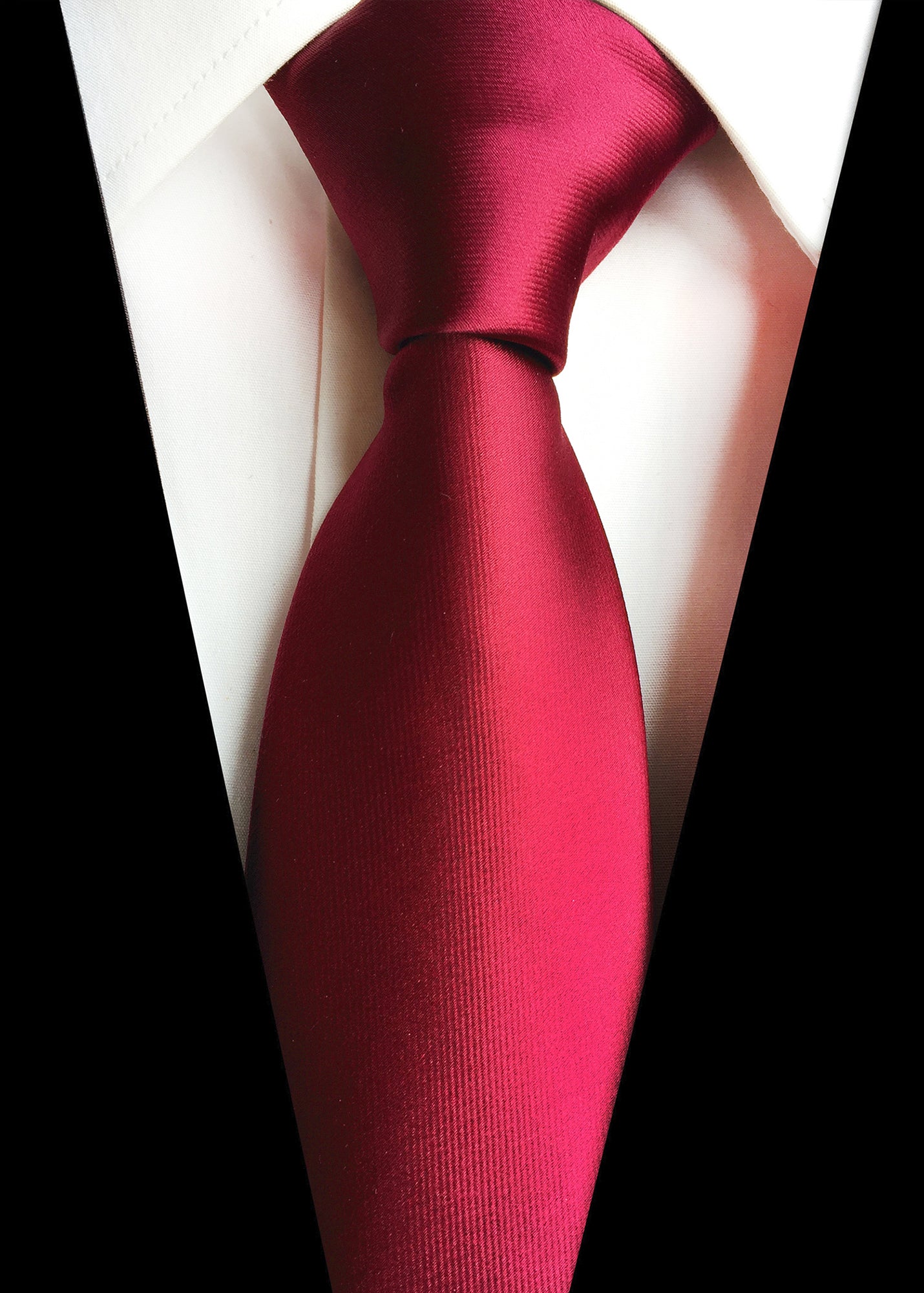 Howwide Classic Men's Ties Jacquard Woven Necktie Formal Tie Solid Color Burgundy
