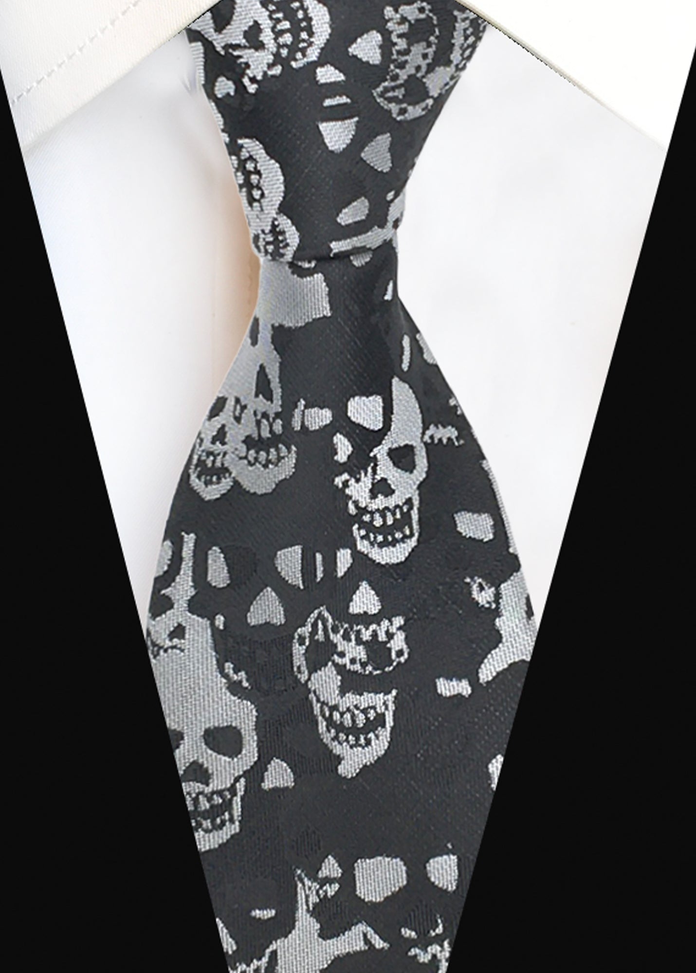 Howwide Classic Men's Ties Jacquard Woven Necktie Skull Black
