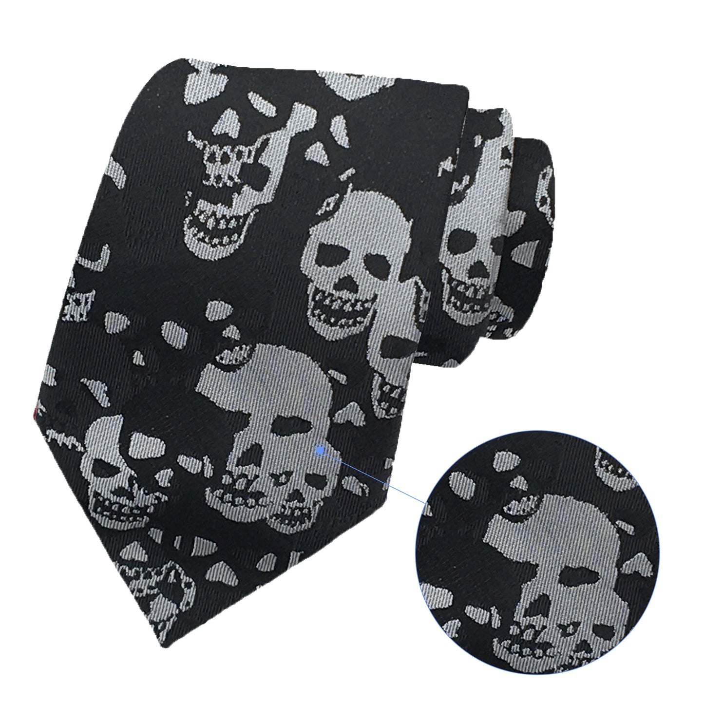 Howwide Classic Men's Ties Jacquard Woven Necktie Skull Black
