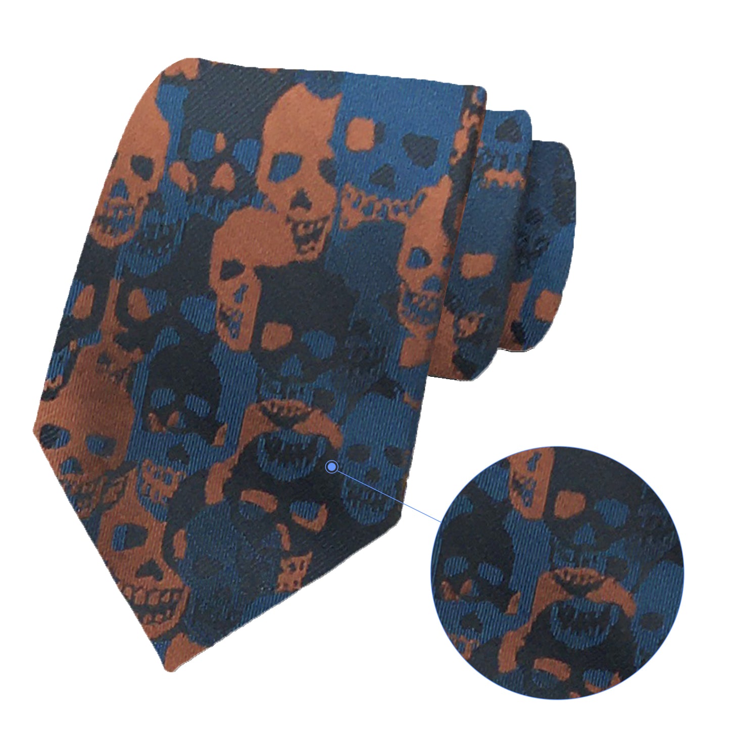 Howwide Classic Men's Ties Jacquard Woven Necktie Skull Orange