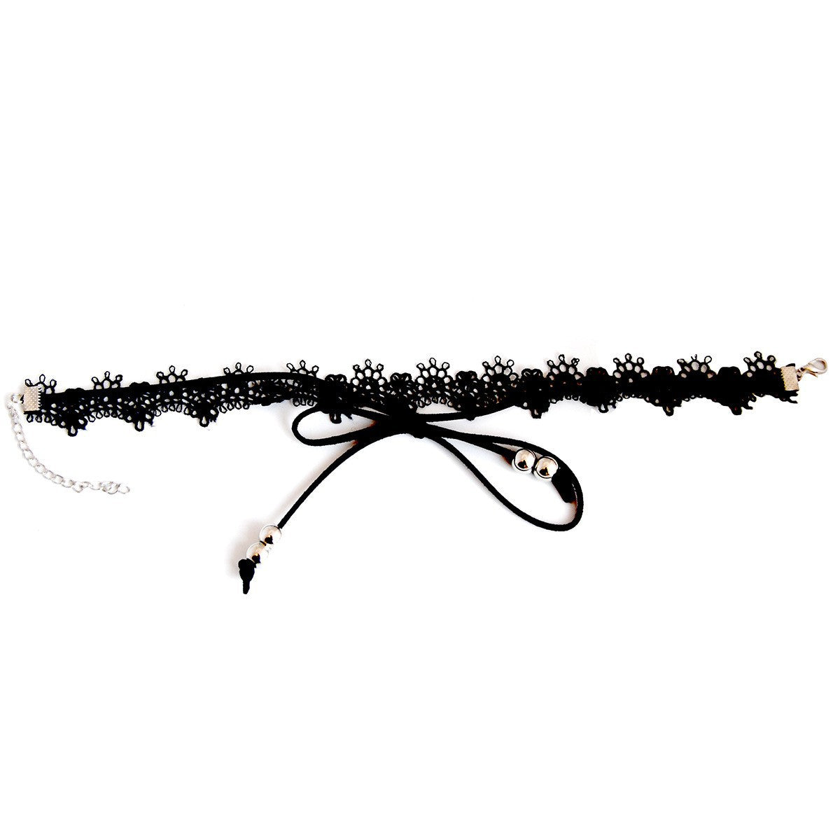 2024 European and American sexy retro lace lace bow double lace short necklace necklace women's clavicle chain ornament