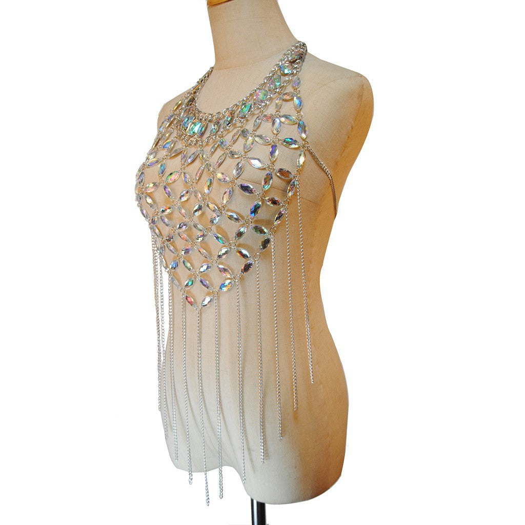 2024 new factory direct spring and summer new body chain cross-border hot acrylic bra bikini body chain
