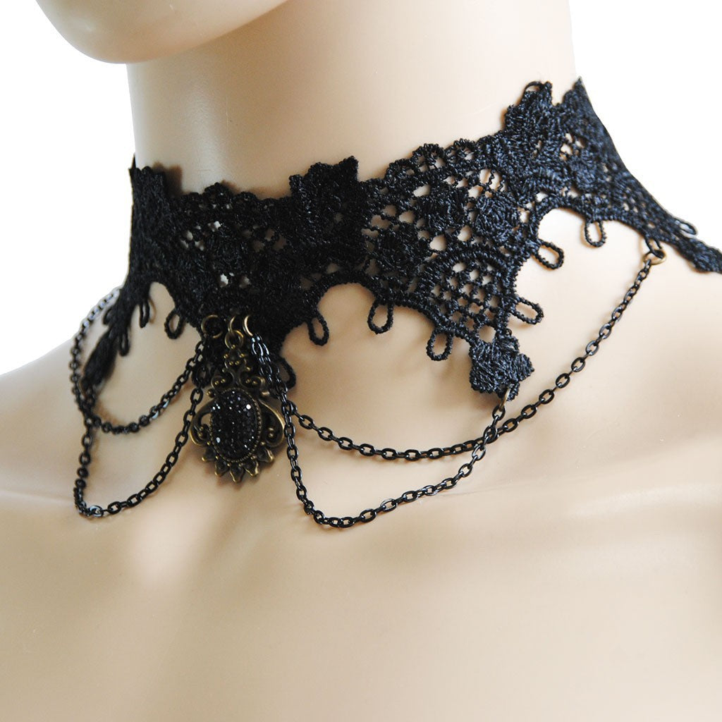 2024 European and American New Arrivals Gothic Retro Lace Necklace European and American Holiday Dress Chokers False Collar Jewelry Wholesale