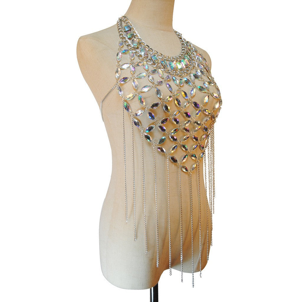 2024 new factory direct spring and summer new body chain cross-border hot acrylic bra bikini body chain