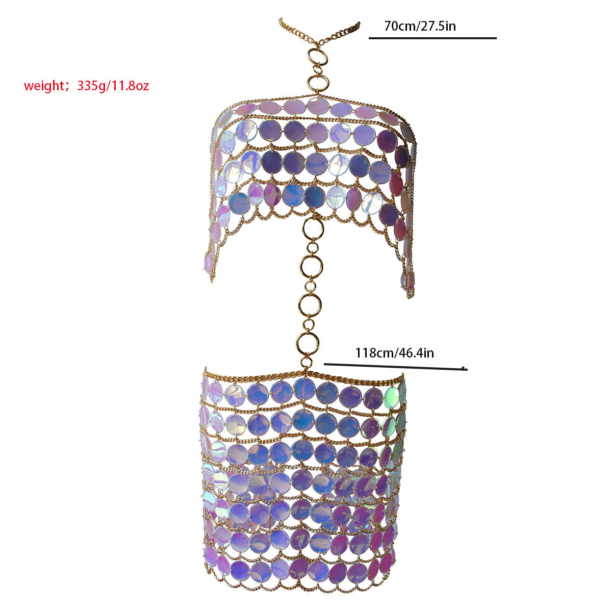 2024 new European and American cross-border jewelry, simple hollow acrylic, sequins, sexy chest chain, waist chain, integrated body chain