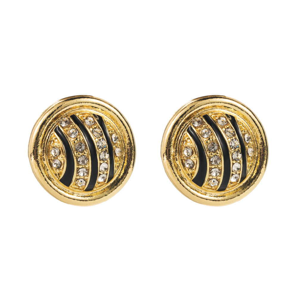 Simple and anti-vintage temperament, square geometric alloy diamond stud earrings, retro light luxury, palace style banquet stud earrings, earrings