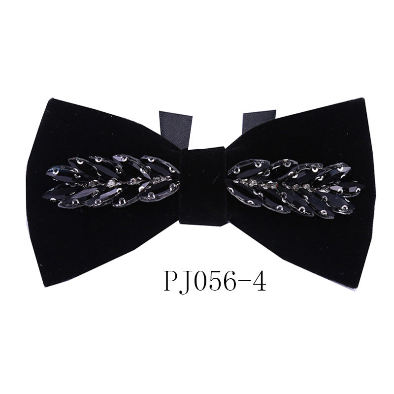 Crystal Leaf Suede Classic Bow Korean Business White Shirt Bow Tie Flower