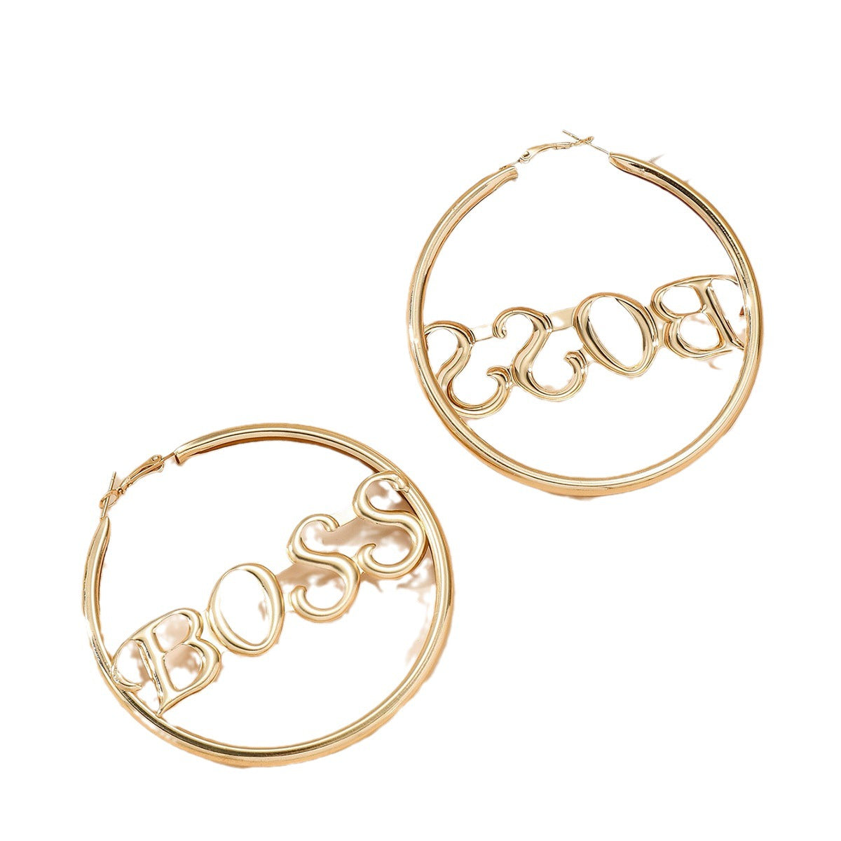 2024 new European and American cross-border hot selling personality temperament letter big circle exaggerated retro earring temperament