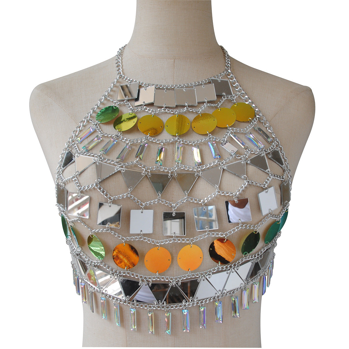 2024 New European and American Fashion Jewelry Acrylic Crystal Pendant Sexy Chest ChainPersonality Tassel Waist Chain Body Chain