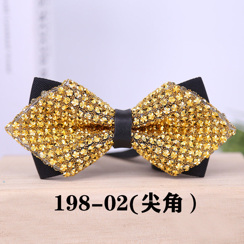198 Gold Sequin Bow Tie Wedding Sparkle Diamond Men's Gentlemen's Banquet Party Shirt Tie Bow Tie Flower