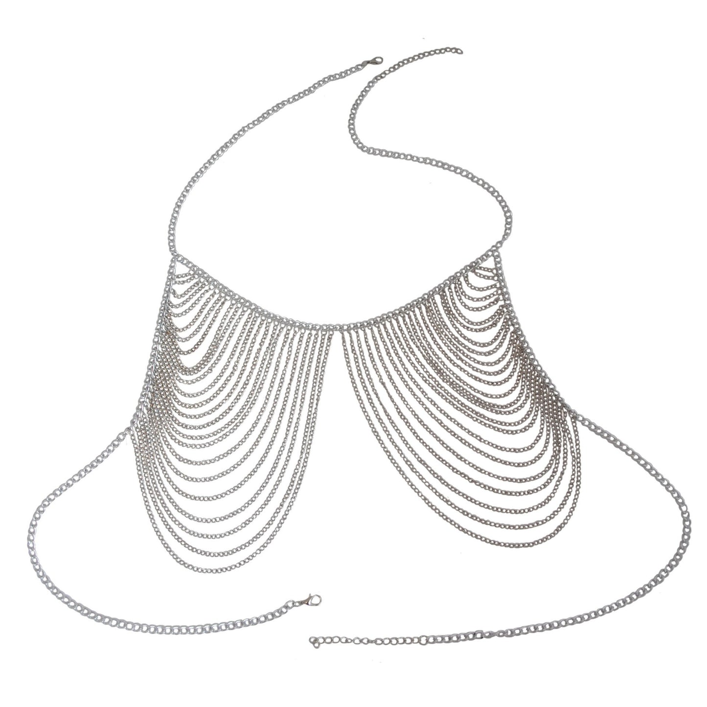 2024 European and American cross-border new accessories, gold multi-layer chains, exaggerated tassels, body chains, long bras, clothing chains