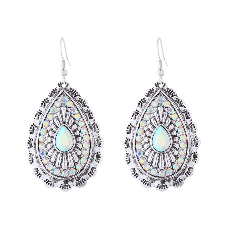 European and American cross-border hot sale new earrings, palace style, retro alloy diamond earrings, niche earrings, high-end party earrings