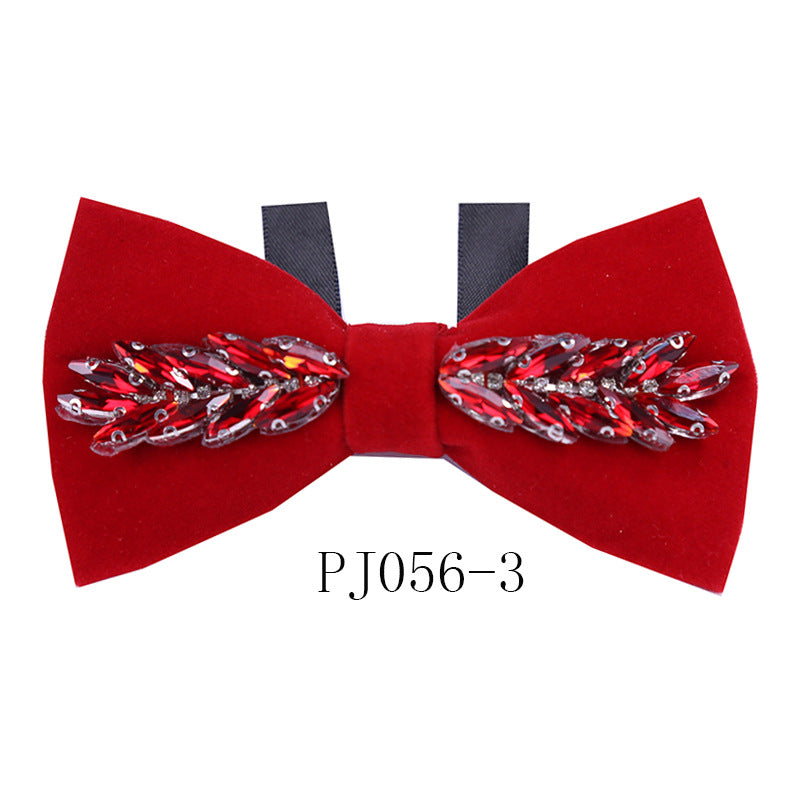 Crystal Leaf Suede Classic Bow Korean Business White Shirt Bow Tie Flower