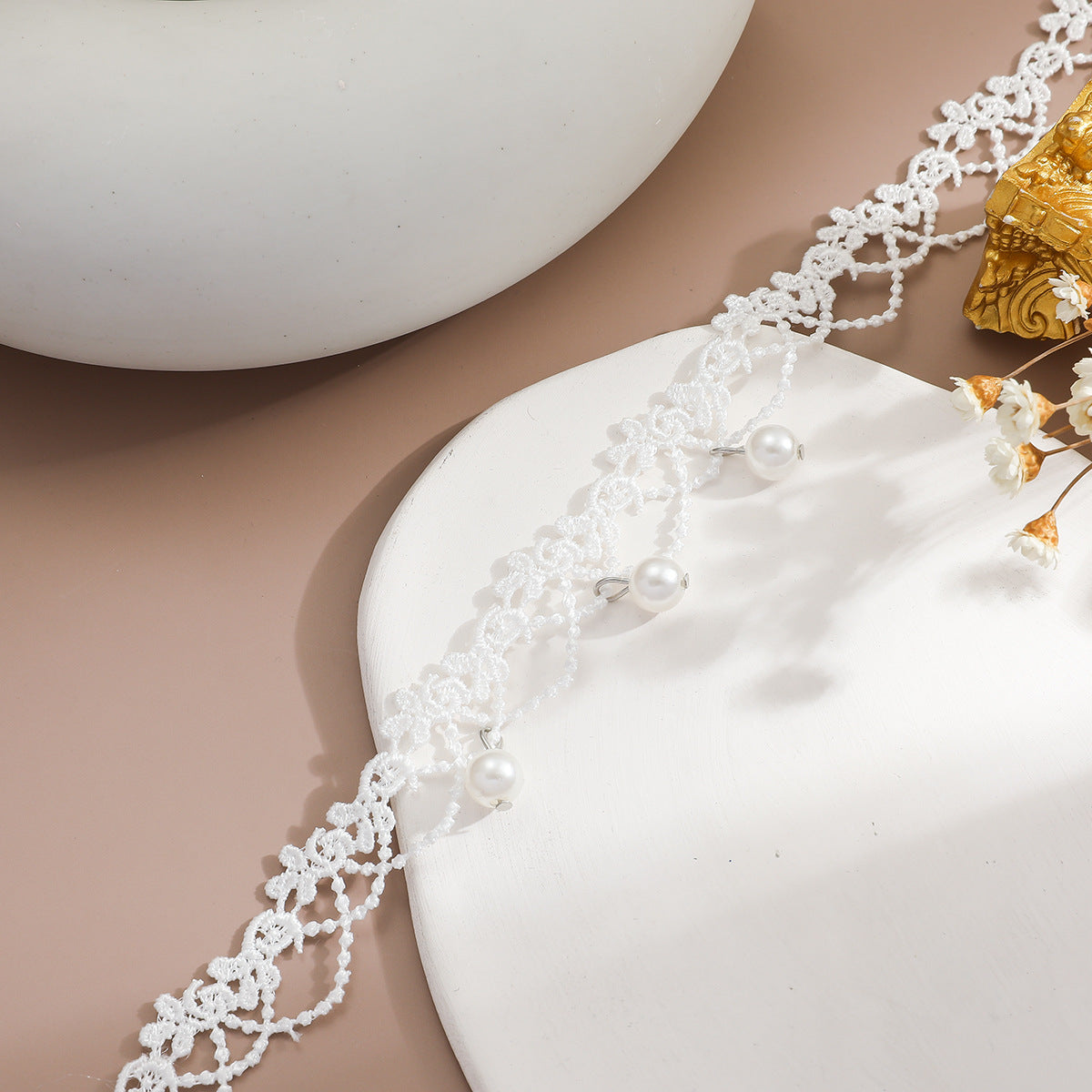 2024 New Sweet Princess Style Pearl Accessories Lace Necklace Korean Version Fashion Versatile Wedding Necklace Collar