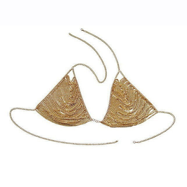 2024 hot sale new European and American cross-border jewelry, sexy and fashionable, simple and versatile, alloy chain chest chain, body chain