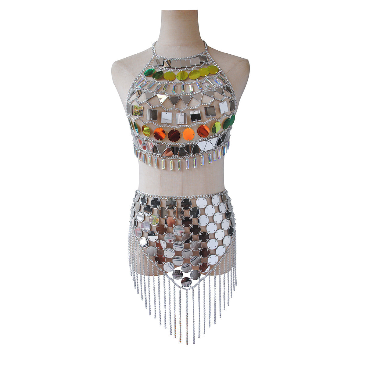 2024 New European and American Fashion Jewelry Acrylic Crystal Pendant Sexy Chest ChainPersonality Tassel Waist Chain Body Chain