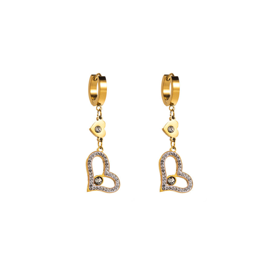 New Korean version fashion personality pentagram love titanium steel diamond long temperament stud earrings earrings earrings earrings wholesale