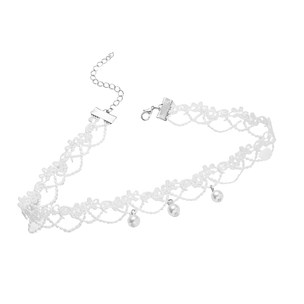 2024 New Sweet Princess Style Pearl Accessories Lace Necklace Korean Version Fashion Versatile Wedding Necklace Collar