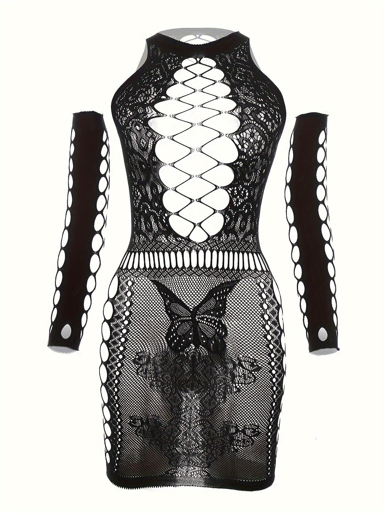 2022 Yue Butterfly European and American erotic underwear Amazon popular butterfly hip dress mid-sleeve suit short skirt 8737