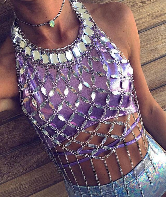 2024 new factory direct spring and summer new body chain cross-border hot acrylic bra bikini body chain