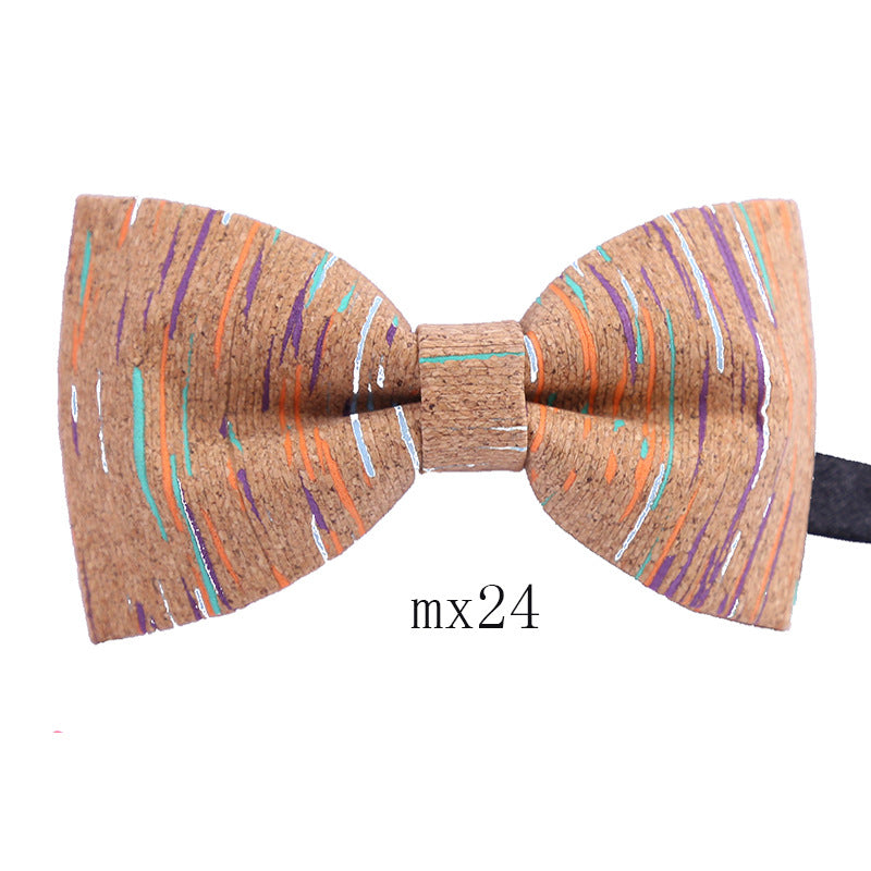 Men's Wood Grain Bow Tie Casual Sawdust Bow Wedding Show Host Shirt Dress Formal Wear Collar Flower