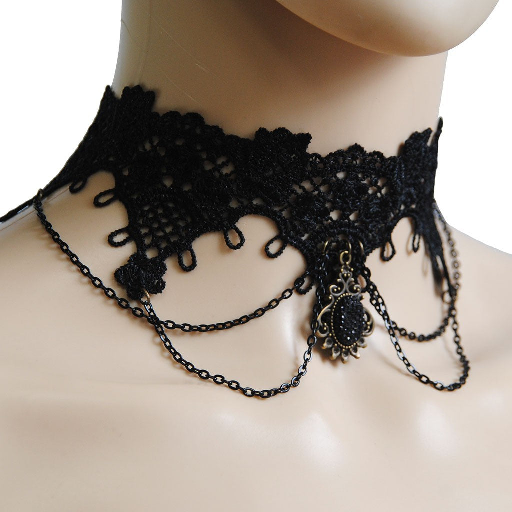 2024 European and American New Arrivals Gothic Retro Lace Necklace European and American Holiday Dress Chokers False Collar Jewelry Wholesale