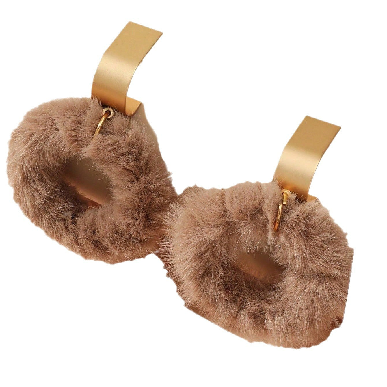 2024 New Jewelry, Japanese and Korean Exaggerated Personality, Furry Circle Pendant, Temperament, Versatile, Super Fairy Big Earrings, Earrings