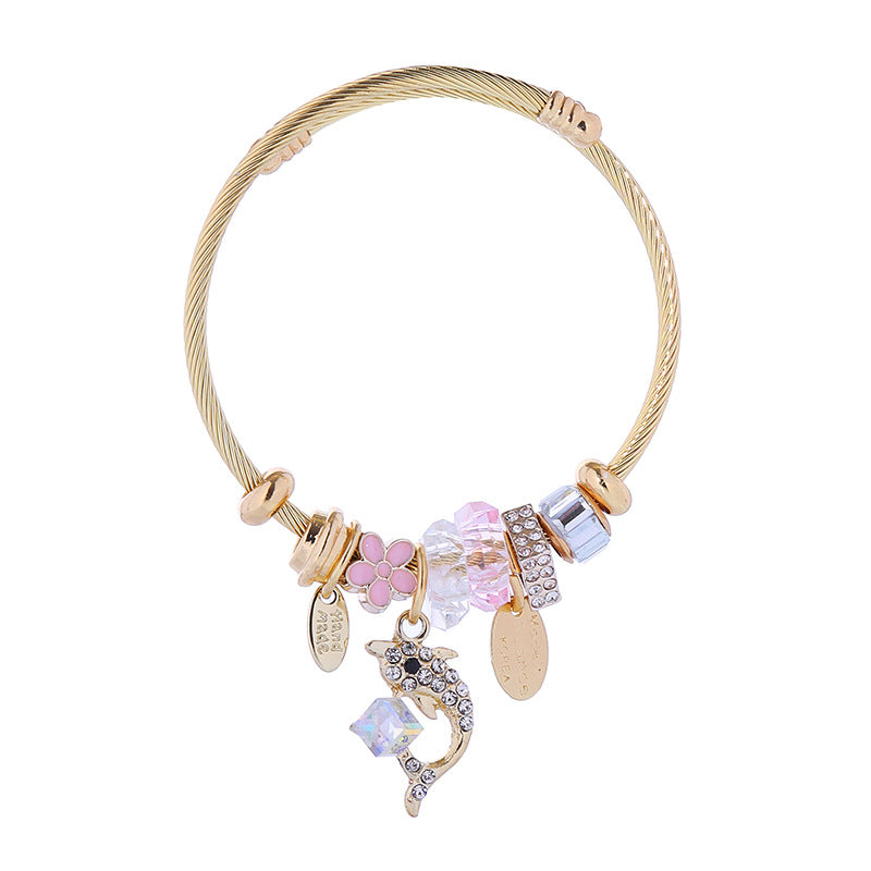 New stainless steel alloy gold bracelet women's high-end temperament simple bracelet personality versatile pendant bracelet batch