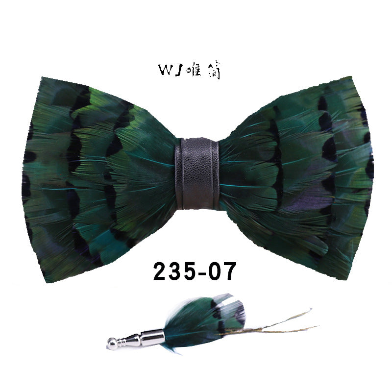 Yellow Feather Bow Tie Men's Wedding Officiating Wedding Suit Suit Accessories Shirt Collar Flower Butterfly