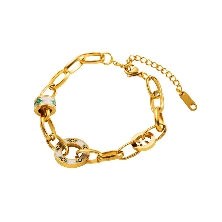 Dripping oil love pendant bracelet simple personality interlocking demon eye titanium steel non-fading bracelet women's jewelry