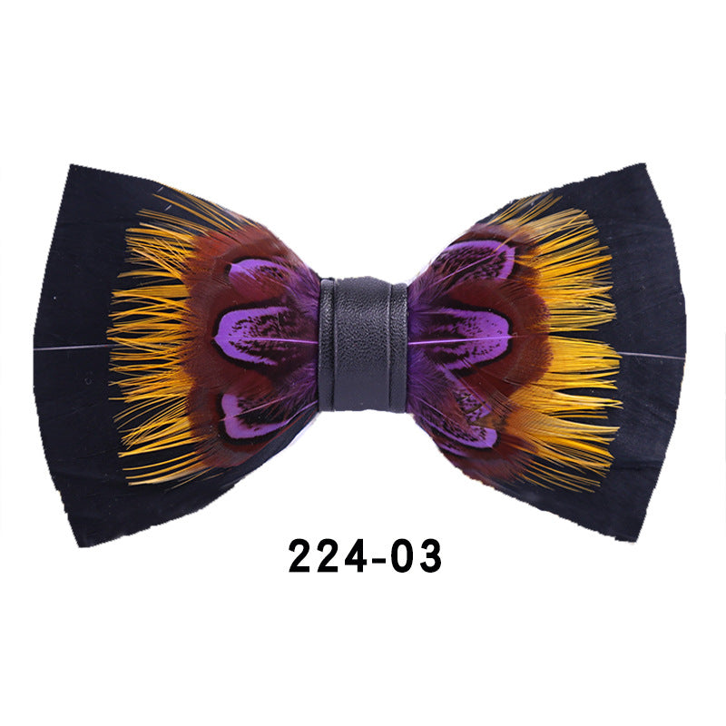 men's bow tie yellow feather banquet nightclub wedding groom's shirt on pot wedding banquet bow