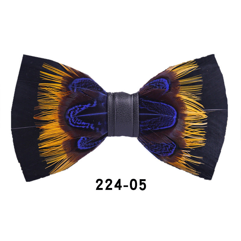 men's bow tie yellow feather banquet nightclub wedding groom's shirt on pot wedding banquet bow