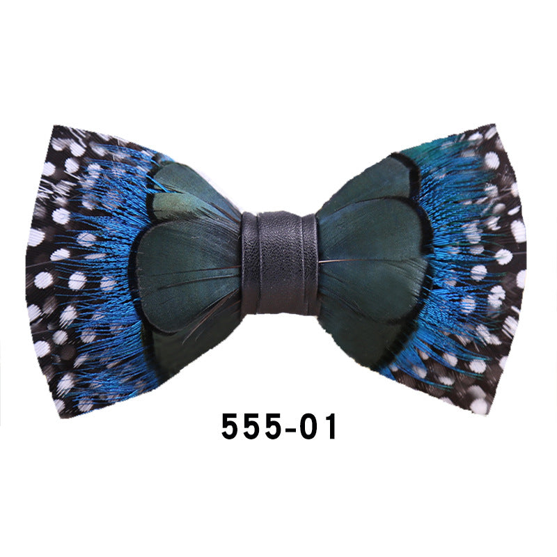 black and white dot peacock blue feather man host groom groomsmen group butterfly wedding bow tie spot