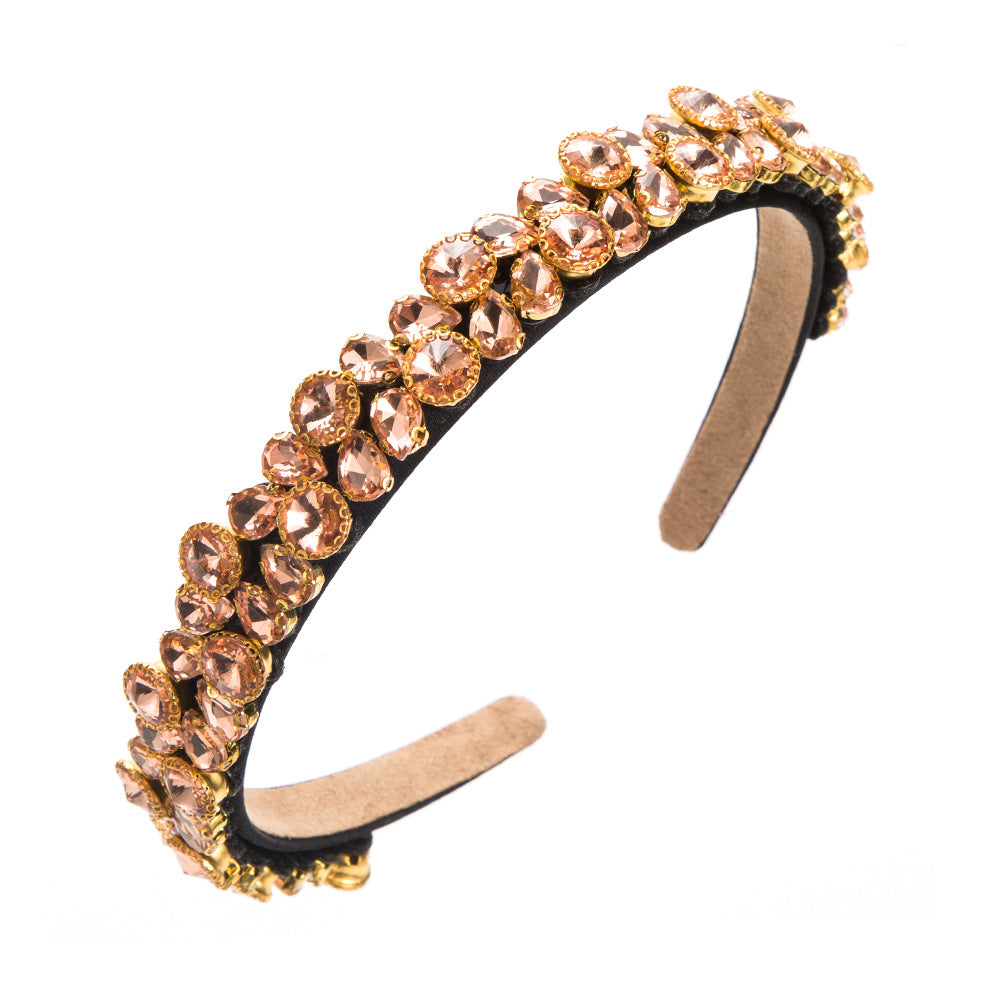 And Ming headbands, European and American new retro baroque full drill hoops, temperament, high-quality thin edges, party pressed hair accessories