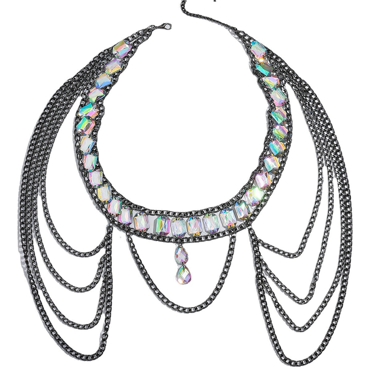 2024 Spring New Products European and American Cross-border Sexy Simple Fashion Acrylic Multi-layer Alloy Chain Waist Chain Body Chain