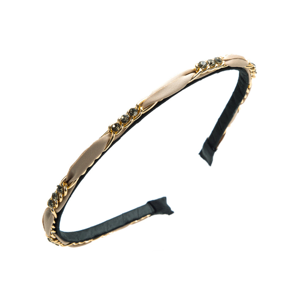 European and American new thin chain diamond headbands, simple temperament, pressure headbands, women go out, sweet and versatile hair accessories