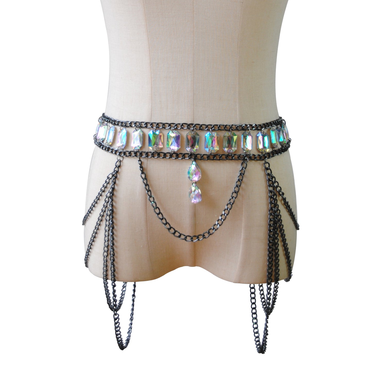 2024 Spring New Products European and American Cross-border Sexy Simple Fashion Acrylic Multi-layer Alloy Chain Waist Chain Body Chain