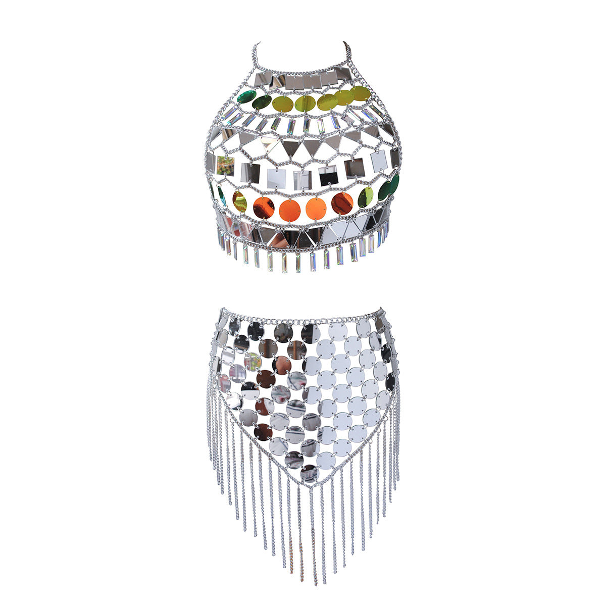 2024 New European and American Fashion Jewelry Acrylic Crystal Pendant Sexy Chest ChainPersonality Tassel Waist Chain Body Chain