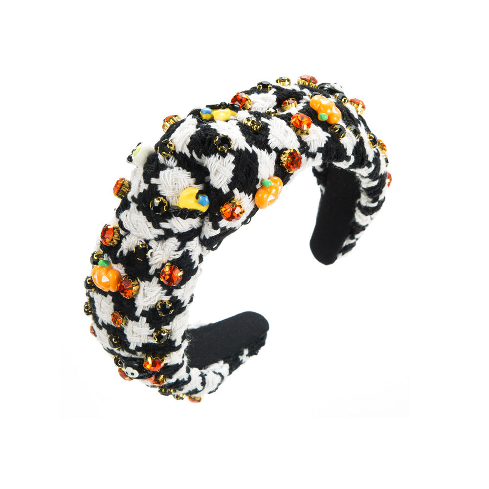 2023 European and American Halloween New Headbands Personality Pumpkin Grimace Decoration Holiday Headband High Skull Top Ball Hair Accessories