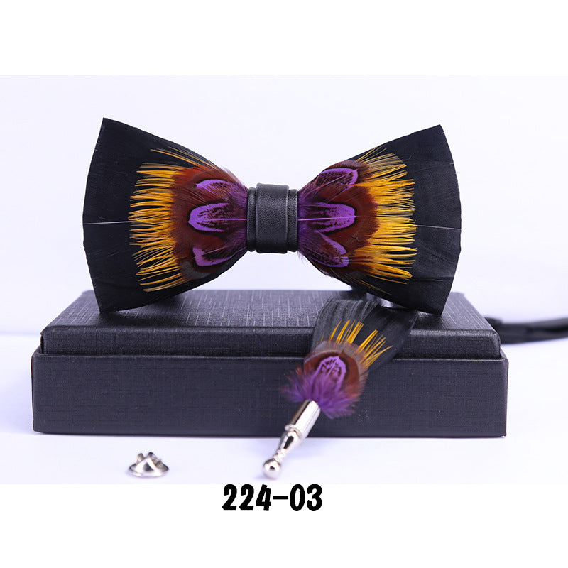 men's bow tie yellow feather banquet nightclub wedding groom's shirt on pot wedding banquet bow