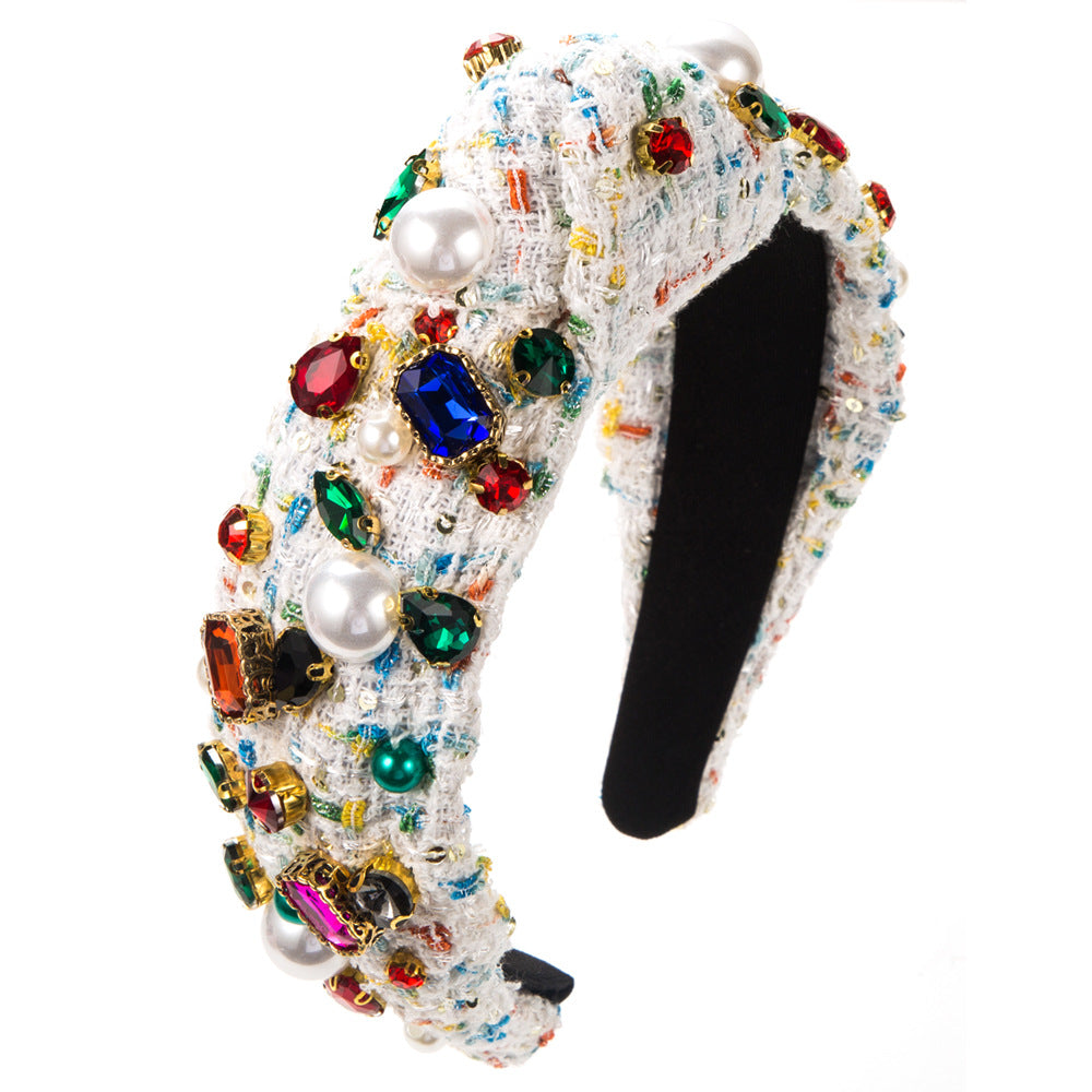 European and American fashion trends, love accessories, headbands, women's hand-sewn glass diamonds, denim hair accessories, cross-border supply