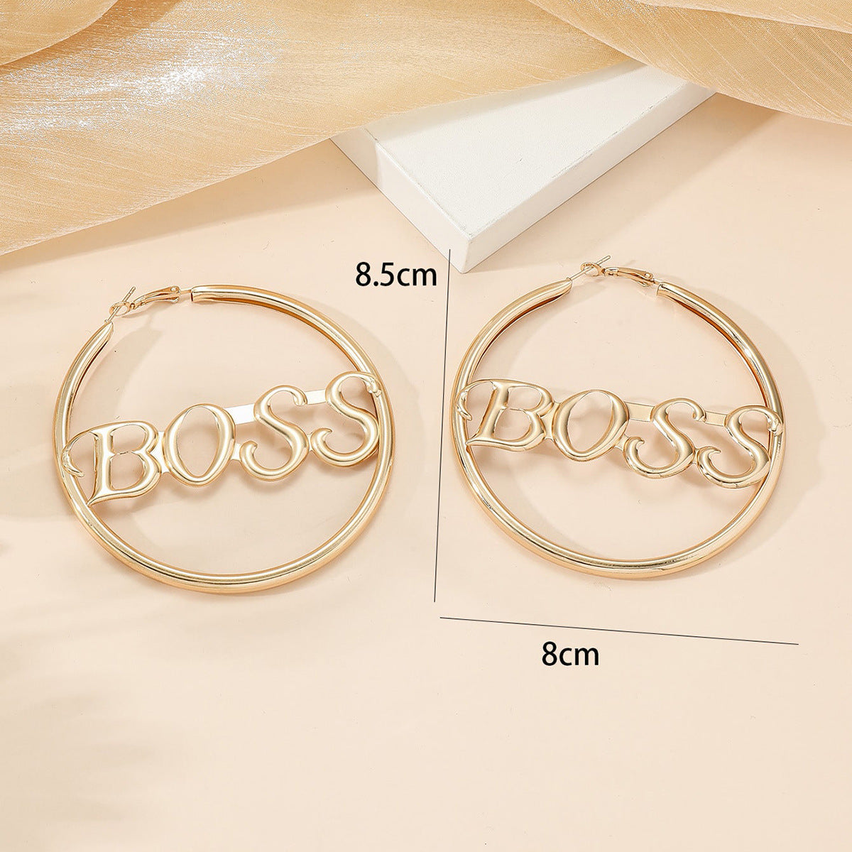 2024 new European and American cross-border hot selling personality temperament letter big circle exaggerated retro earring temperament