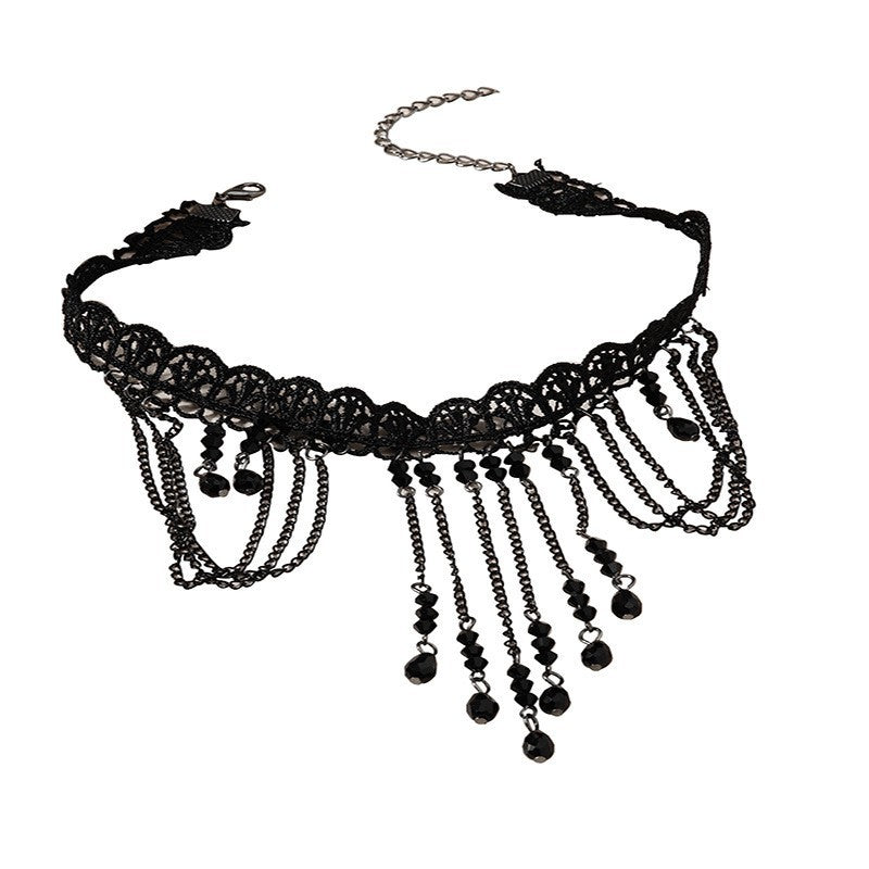 2024 new European and American hot sale clavicle chain fashion praise necklace lace necklace black lace handmade jewelry necklace