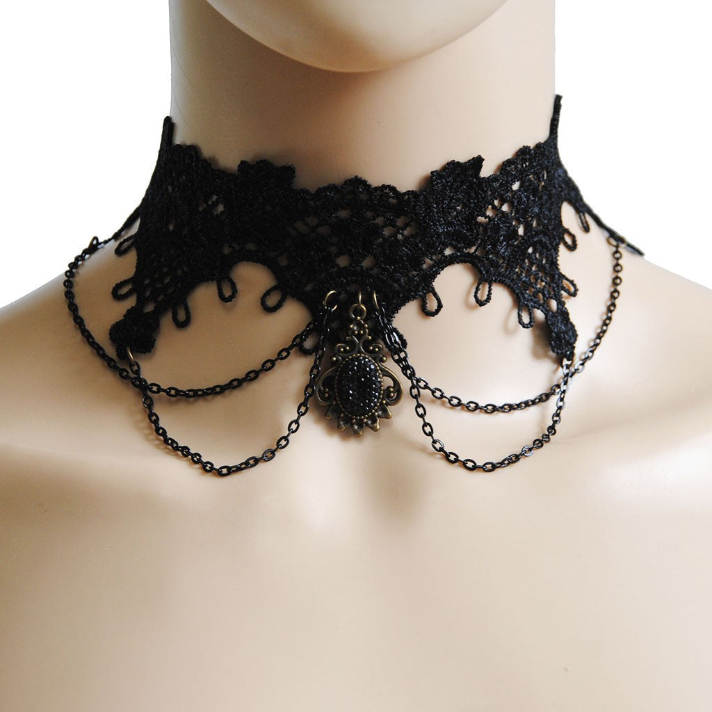 2024 European and American New Arrivals Gothic Retro Lace Necklace European and American Holiday Dress Chokers False Collar Jewelry Wholesale