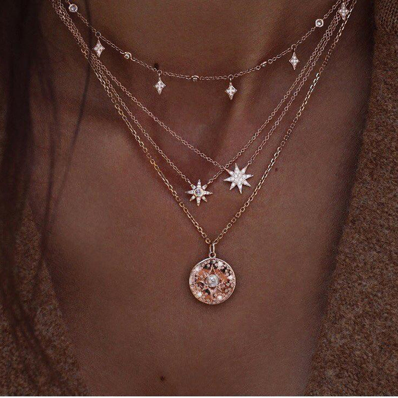 New European and American fashion multi-layer necklace women's starry necklace cross-border hot-selling jewelry wholesale