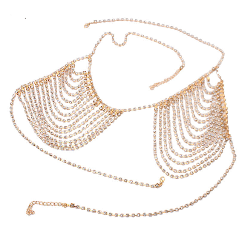 New European and American cross-border new accessories diamond chest chains, bikini bra clothing chains, factory direct body chains