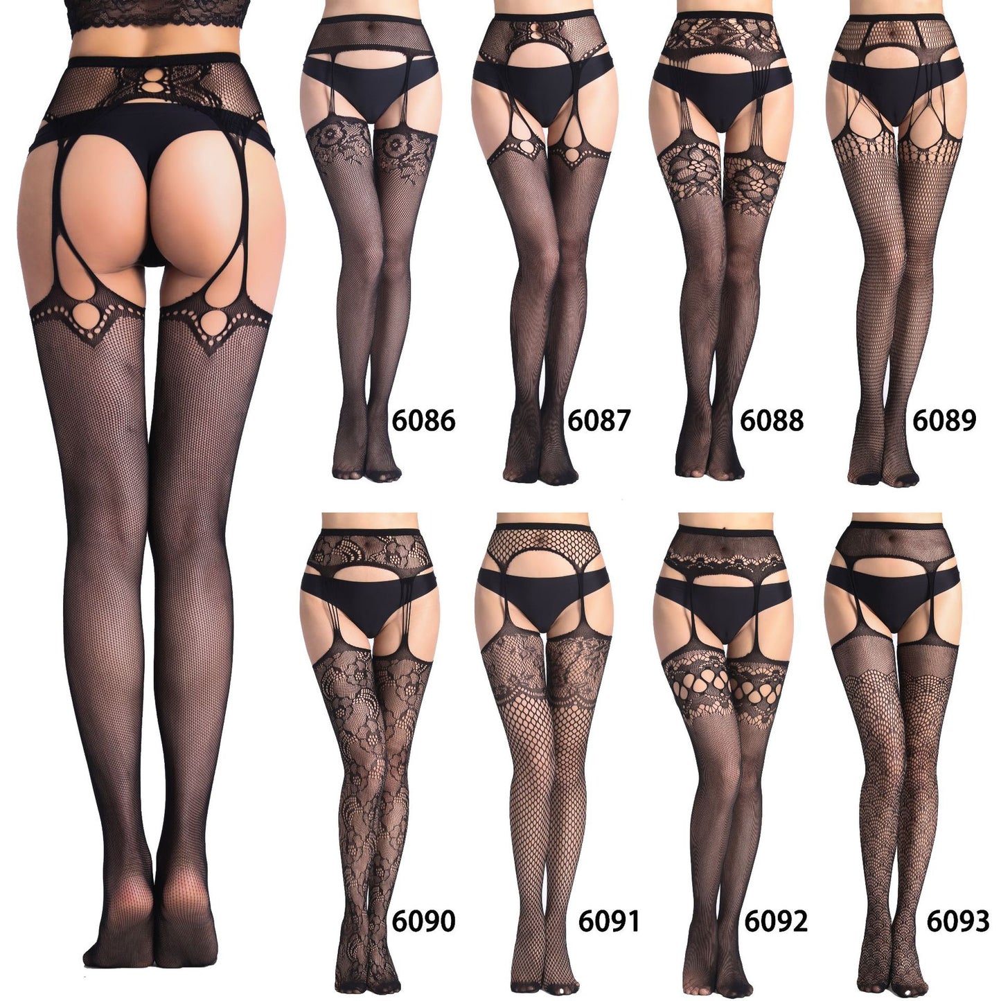 Yue Die Women's Erotic Underwear One Piece Substitute Hair Hollow Stockings Jacquard Pants Leggings Tights European and American Fishnet Socks 6088